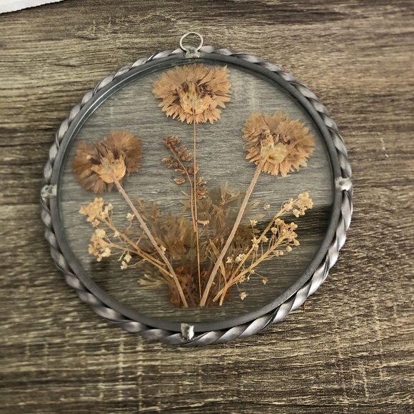 Vtg Pressed Flowers Sun Catcher - Picture 2 of 10